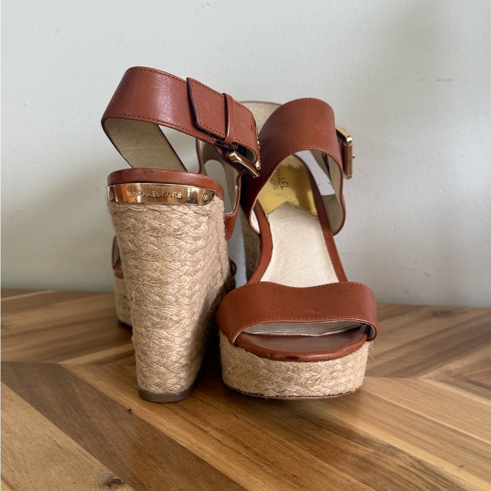 Michael Kors Leather Wedge Sandals – Size 9